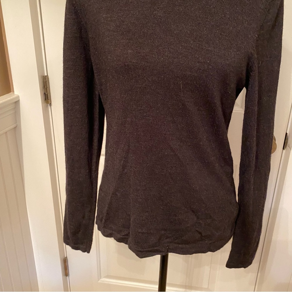 LANDS’ END SWEATER TURTLENECK DARK GRAY LONG SLEEVE WOOL BLEND SIZE S 6-8 - Picture 5 of 10